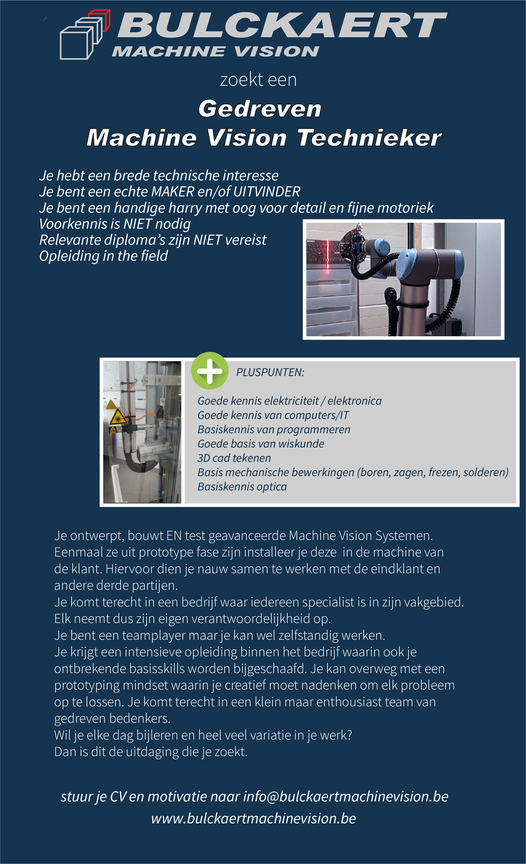 Vacature Machine Vision Technieker